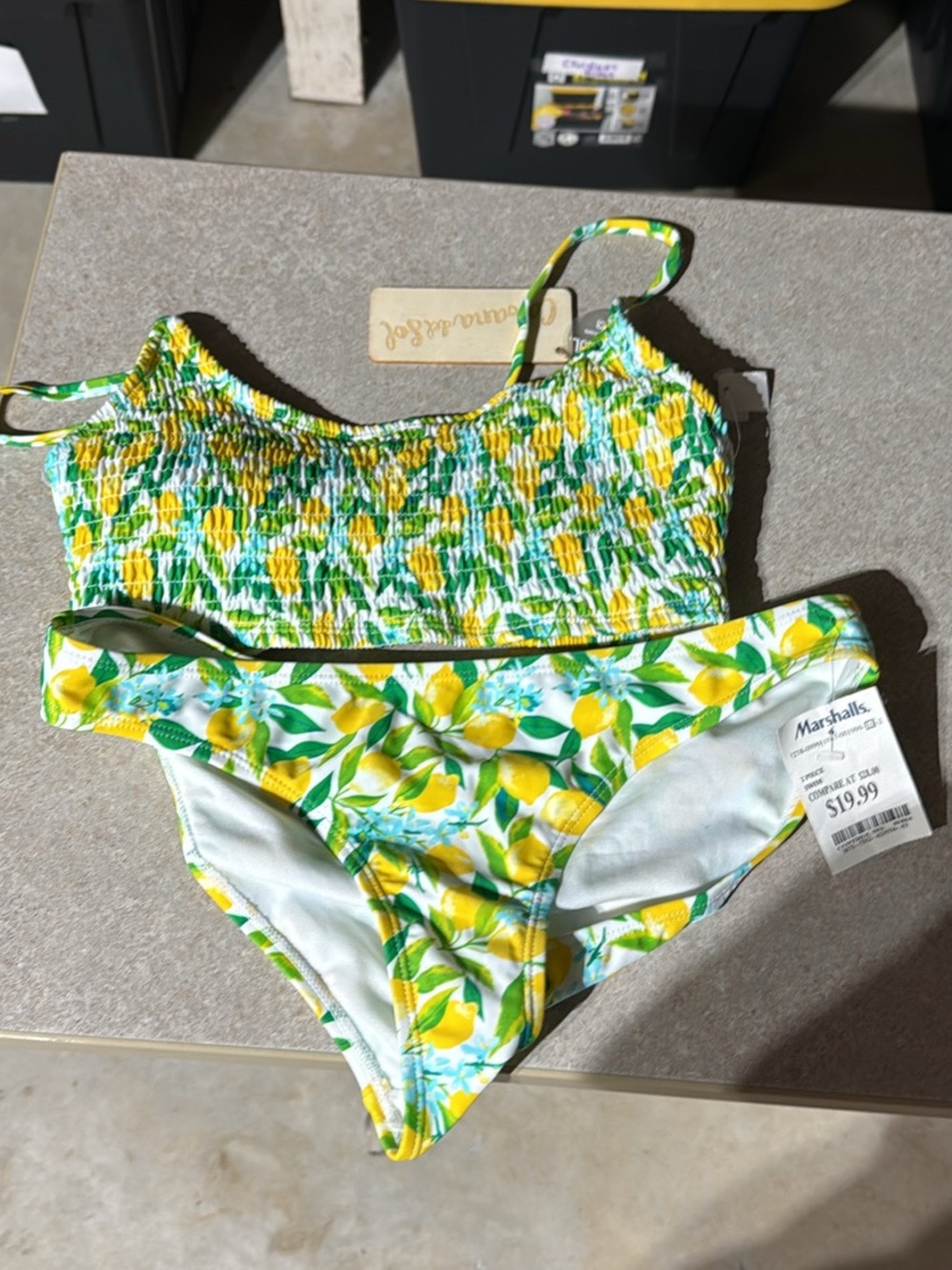 Marshalls Yellow Green White Lemon Print Women's Bikini Set